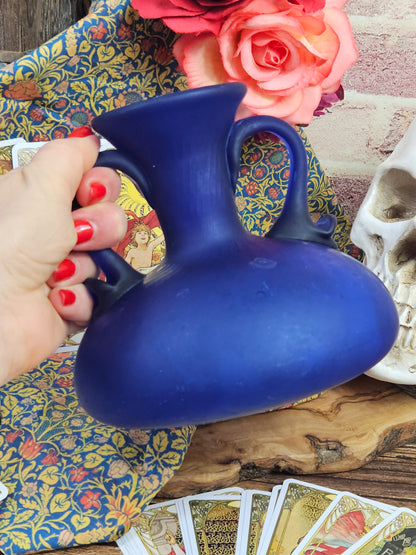 Vintage Blue Matte Finish Glass Bottle or Vase